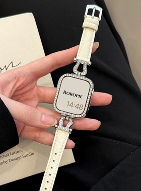 适用于苹果iwatch10代金属马蹄扣S10手表S9奢华s8水钻s7时尚腕带