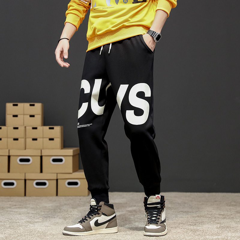 Spring and autumn men's trend leisure sports pants printed boy's small foot Harem Pants