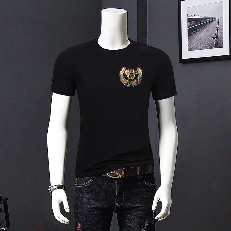 Men's laser hot brick short sleeve fashion brand T-Shirt Large Men's