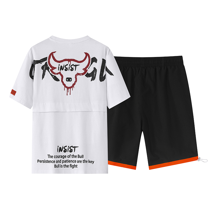 男T恤五分褲短褲男潮夏運動休閒寬鬆跑步短袖套裝