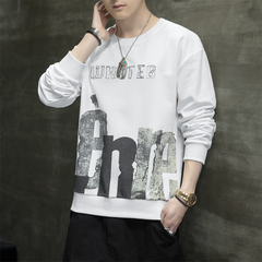 Spring new men's printed round neck Pullover Sweater youth student top