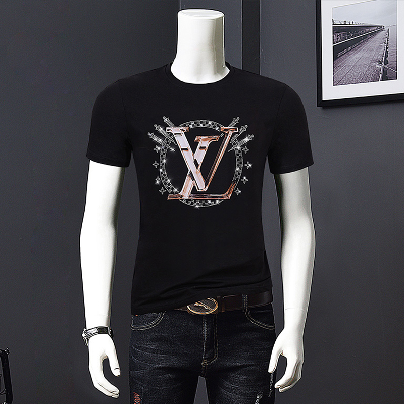 Men's laser hot brick short sleeve fashion brand T-Shirt Large Men's