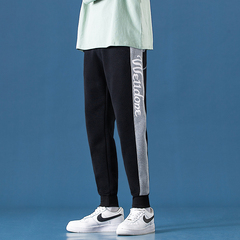 春秋季日系抽繩束腳運動褲子休閒寬鬆直筒衛褲