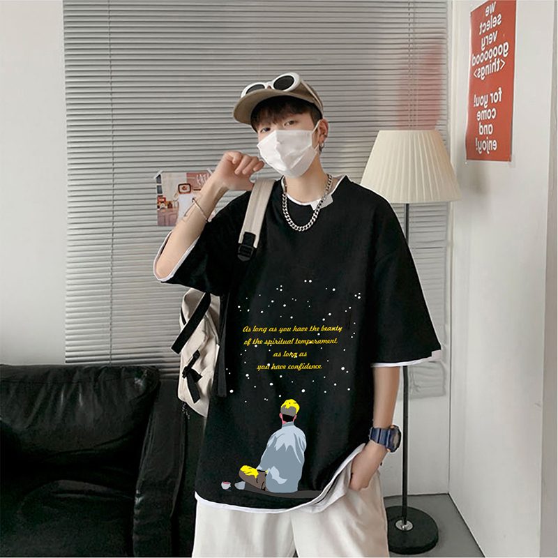 Hong Kong Style Japanese men's short sleeve t-shirt men's fashion brand summer men's half sleeve fashion
