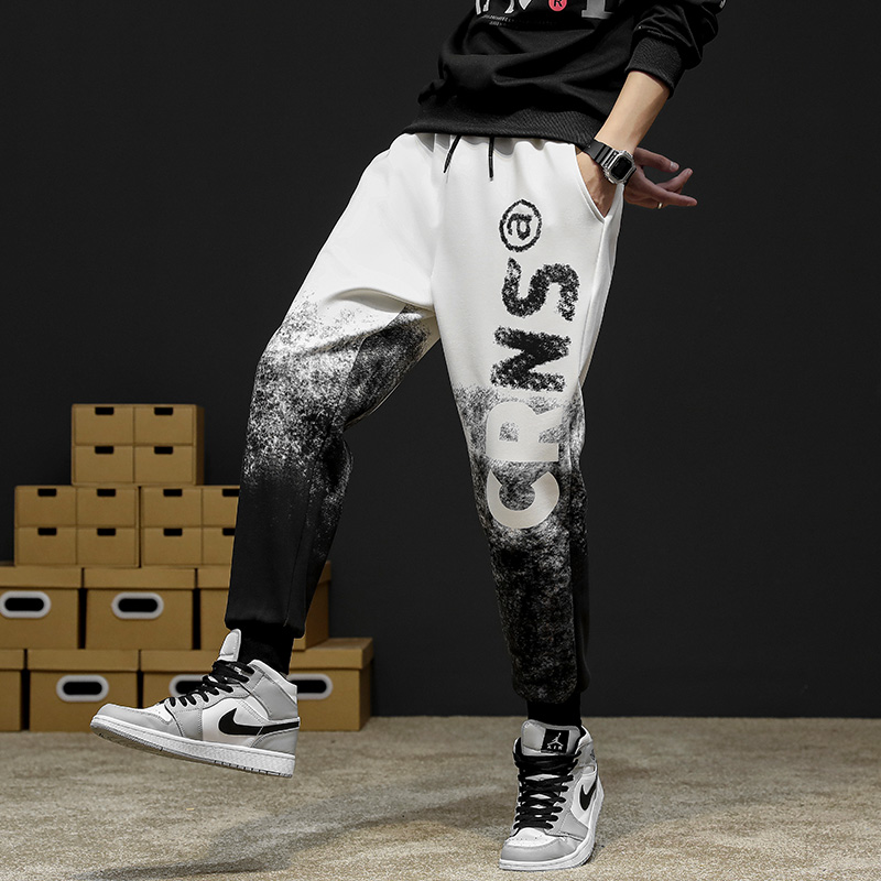 Spring and autumn men's trend leisure sports pants printed boy's small foot Harem Pants