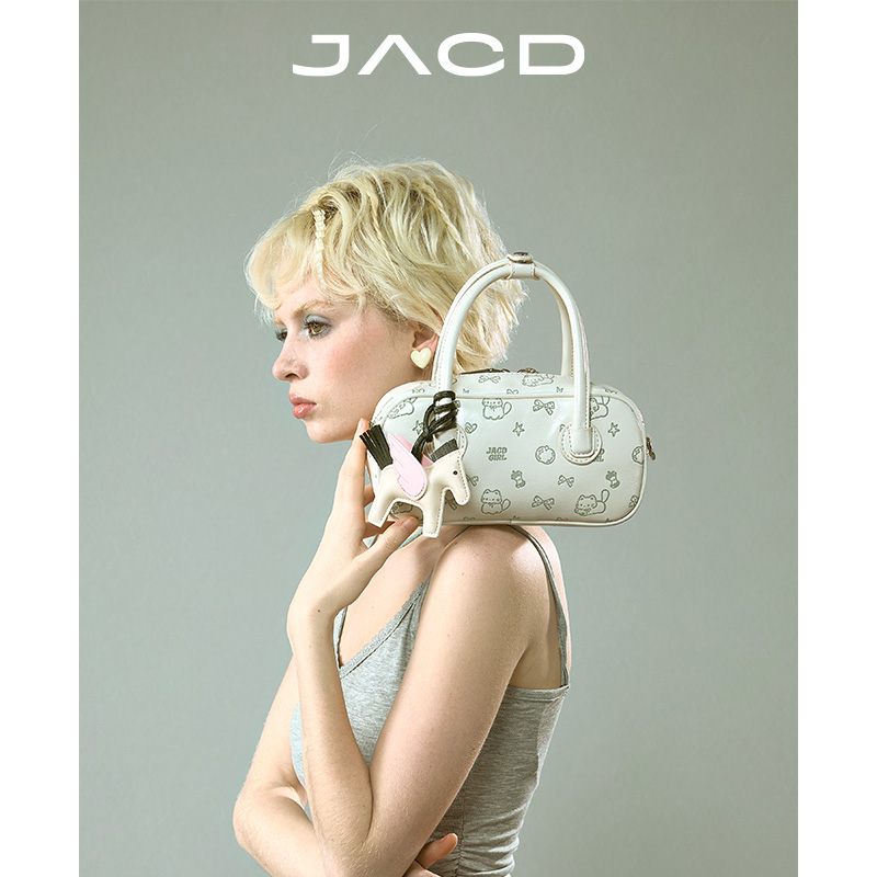 JACD【猫猫日记】怪诞少女小方包女2025新款潮时尚印花单肩斜挎包