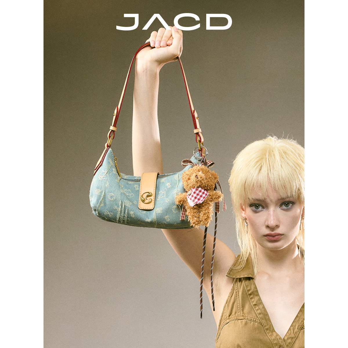 JACD原创小众丹宁腋下包包女2025新款复古牛仔包通勤单肩斜挎包女