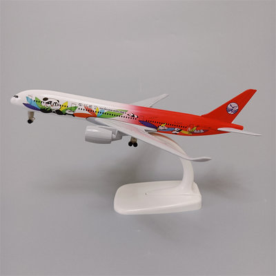 19cm带轮子四川航空卡通熊猫空客机A350合金仿真飞机模型金属航模
