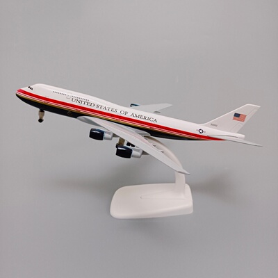 新20cm空军一号美国航空波音机B747-200合金仿真飞机模型航模带轮