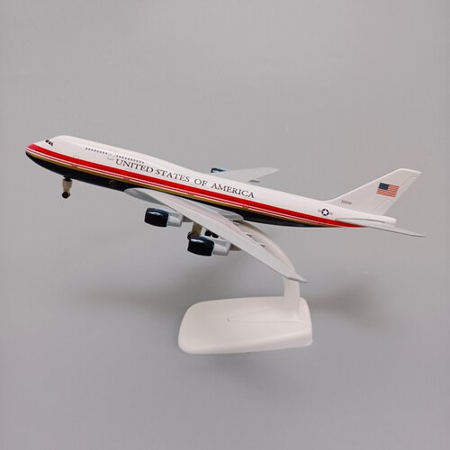 新20cm空军一号美国航空波音机B747-200合金仿真飞机模型航模带轮