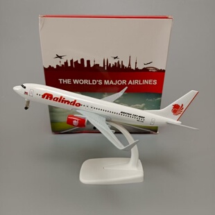带轮子20cm马印联航Malindo波音机B737合金仿真飞机模型金属航模