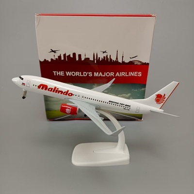 带轮子20cm马印联航Malindo波音机B737合金仿真飞机模型金属航模