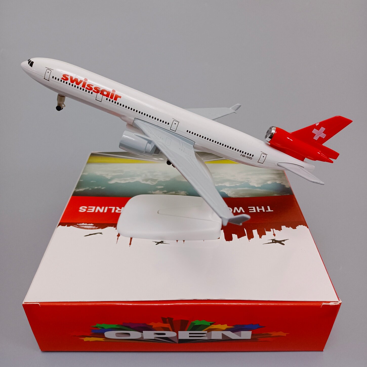 20cm瑞士航空SWISS麦道MD-11合金仿真飞机模型金属航模带轮子