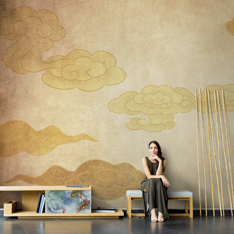 新中式墙布古典祥云壁纸客厅卧室电视背景墙壁画寺庙佛堂吊顶墙纸,家装主材,定制壁画,淘宝优惠券,粉丝福利购,淘宝优惠卷