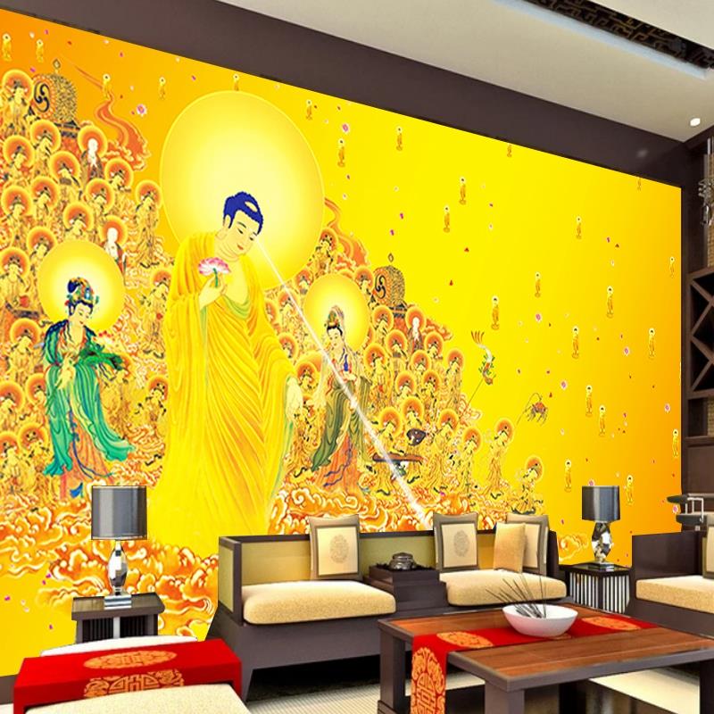 高清接引图壁画西方三圣墙纸