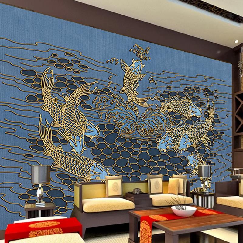 九鱼图壁画捷域九鱼图聚财