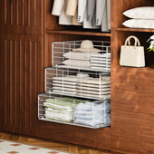 衣柜拉篮抽屉式 架卧室推拉轨道改造 免打孔分层收纳篮内置衣物裤