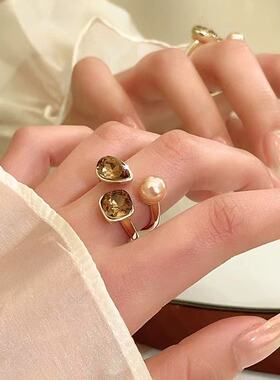 铜合金开口戒指S212 时尚轻奢气质百搭优雅精致开口戒