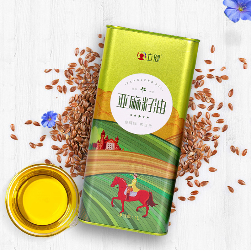 好物远方立健亚麻籽油1L/盒纯天然无添加冷榨工艺压榨油体金黄色