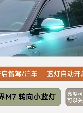 问界M7后视镜转向小蓝灯自动驾驶转向指示灯智驾小蓝灯