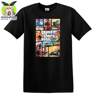 美式外贸尾货侠盗罪恶都市5稀有宽松篮球全棉男士款短袖T恤半袖潮