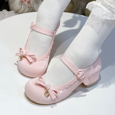 久久洛丽塔圆头低跟蝴蝶结女鞋