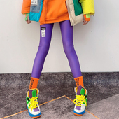 女2025春秋季 子爆款 新款 外穿百搭糖果色弹力紧身裤 时尚 彩色打底裤