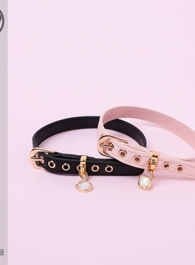 【BAY高端定制】贝母牛皮项圈骨头puppy女颈带K9定制choker