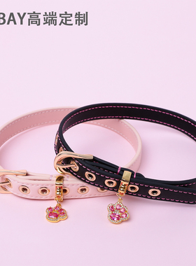 【BAY高端定制】牛皮猫咪钻石小爪puppy女手环K9定制choker