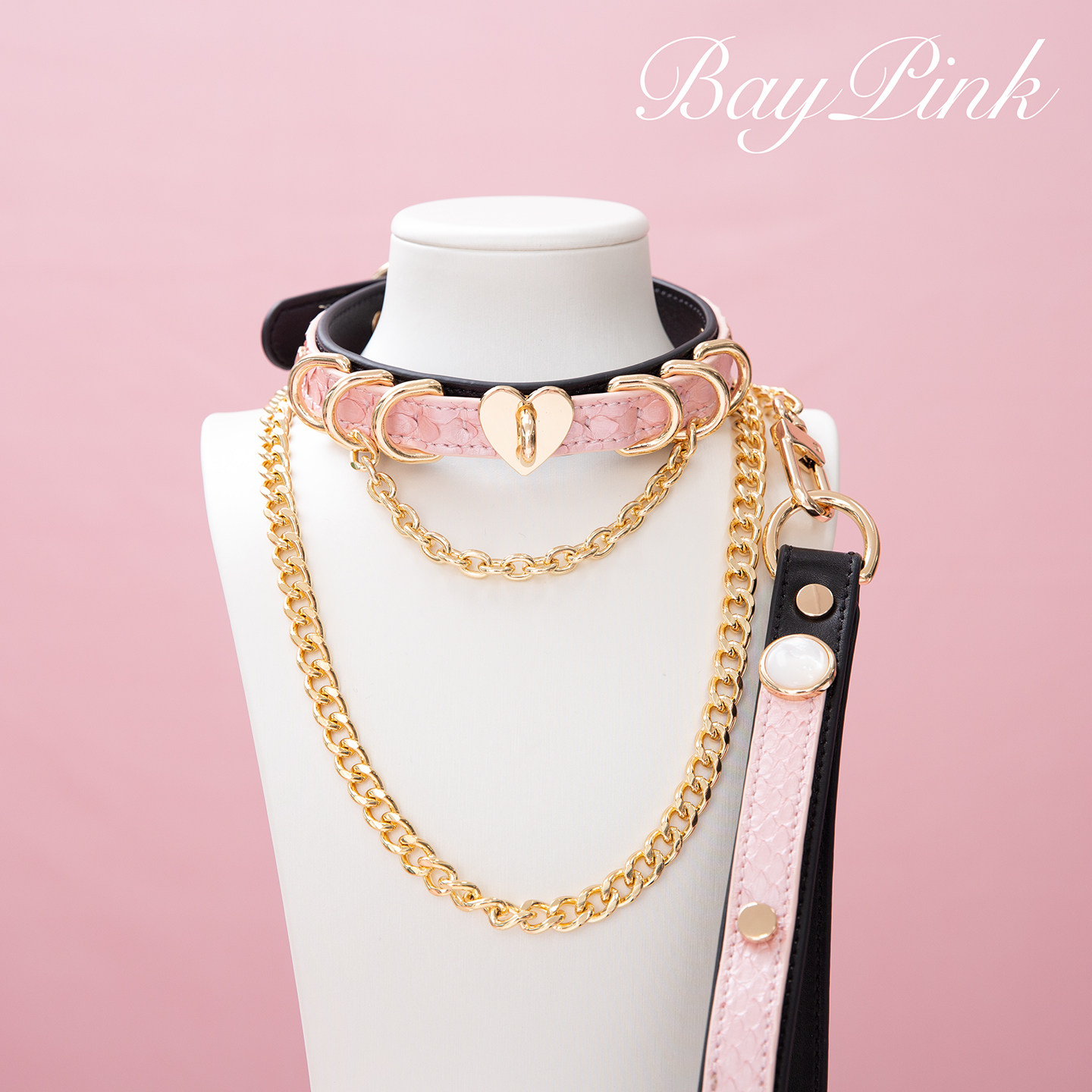 【BAY高端定制】真皮蛇皮项圈爱心puppy女颈带K9脖圈定制choker