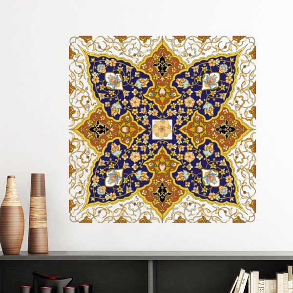 花朵巴洛克对称重复图案墙贴壁纸房间贴花学校幼儿园装饰