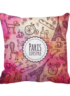 文风俗插画图案方形抱枕靠枕沙发靠垫双面含芯礼物学校幼儿园装饰