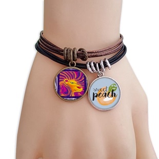 手绘狮子座墨西哥版画双牌水果桃子饰品手链学校幼儿园装饰