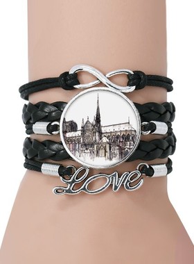 法国黑色永恒礼品皮革手链