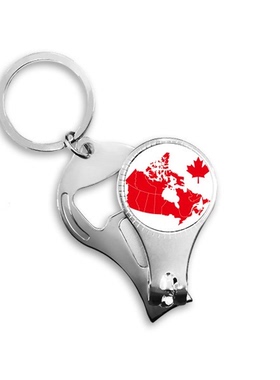红色枫叶加拿大国家汽车钥匙扣指甲刀金属指甲剪圈环开瓶器挂件
