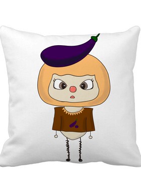 植物蔬菜茄子紫色炒菜悠悠 方形抱枕睡眠靠枕沙发靠垫双面含芯