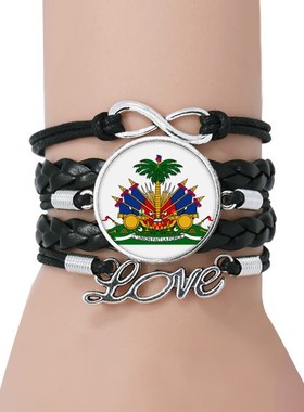 国徽黑色永恒礼品皮革手链