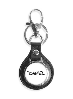 手写英文名个性私人订制Daniel汽车钥匙扣金属皮革链圈环挂件礼物