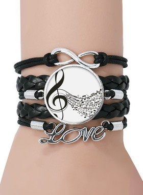 白色音乐永恒礼品皮革手链