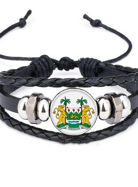 非洲国徽皮革礼品编制手链
