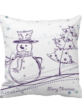 树节日素描插画方形抱枕靠枕沙发靠垫双面含芯礼物学校幼儿园装饰