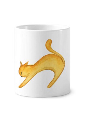 那些猫之橙色猫咪陶瓷刷牙杯子笔筒白色马克杯礼物学校幼儿园装饰