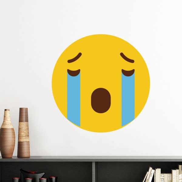 哭黄色可爱网聊表情包插画墙贴壁纸房间贴花学校幼儿园装饰
