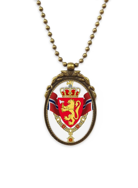挪威国徽符号椭圆形古铜色吊坠
