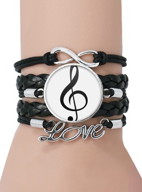 音乐黑色永恒礼品皮革手链