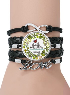 英国黑色永恒礼品皮革手链