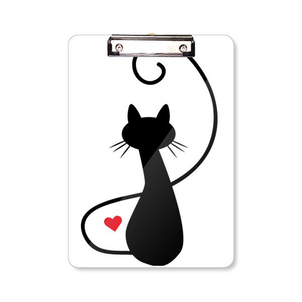 喵爱心猫背影剪影动物平头文件夹书写垫板考试a4