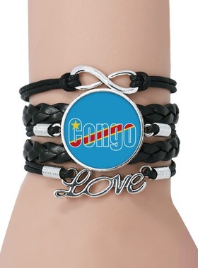 国旗黑色永恒礼品皮革手链