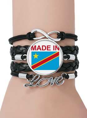 国旗黑色永恒礼品皮革手链