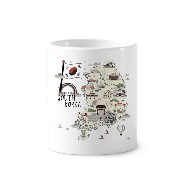 旅行观光地图手绘陶瓷刷牙杯子笔筒白色马克杯礼物学校幼儿园装饰